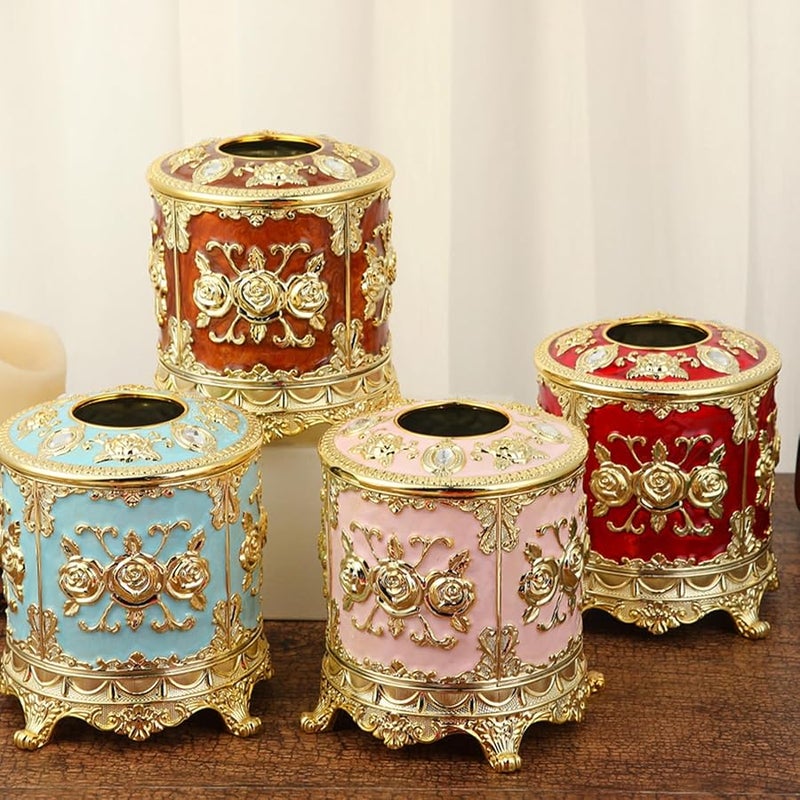 حاوية أنيقة مطلية بالمينا لعلبة المناديل لغرفة المعيشة ومنطقة تناول الطعام ومنظم سطح المطبخ اللون أ - Image 3